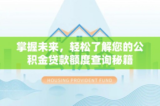 廉江掌握未来，轻松了解您的公积金贷款额度查询秘籍