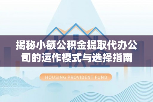 廉江揭秘小额公积金提取代办公司的运作模式与选择指南